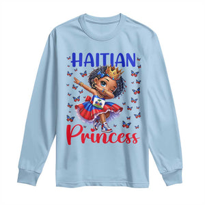 Cute Dabbing Haitian Princess Kids Graphic Long Sleeve Shirt Haiti Heritage Pride TS02 Light Blue Print Your Wear