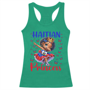 Cute Dabbing Haitian Princess Kids Graphic Racerback Tank Top Haiti Heritage Pride TS02 Irish Green Print Your Wear