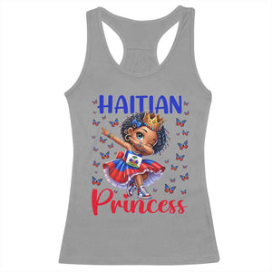 Cute Dabbing Haitian Princess Kids Graphic Racerback Tank Top Haiti Heritage Pride TS02 Sport Gray Print Your Wear