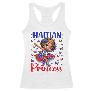 Cute Dabbing Haitian Princess Kids Graphic Racerback Tank Top Haiti Heritage Pride TS02 White Print Your Wear