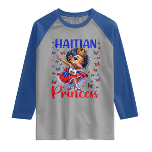 Cute Dabbing Haitian Princess Kids Graphic Raglan Shirt Haiti Heritage Pride TS02 Sport Gray Royal Print Your Wear