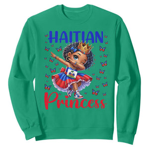 Cute Dabbing Haitian Princess Kids Graphic Sweatshirt Haiti Heritage Pride TS02 Irish Green Print Your Wear