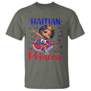 Cute Dabbing Haitian Princess Kids Graphic T Shirt Haiti Heritage Pride TS02 Military Green Print Your Wear