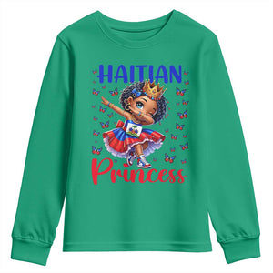 Cute Dabbing Haitian Princess Kids Graphic Youth Sweatshirt Haiti Heritage Pride TS02 Irish Green Print Your Wear
