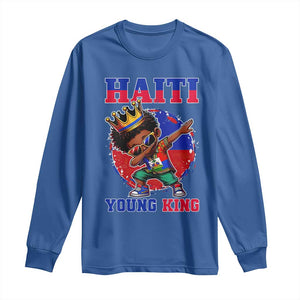 Haiti Young King Dabbing Boy Kids Graphic Long Sleeve Shirt Haitian Heritage Pride TS02 Royal Blue Print Your Wear