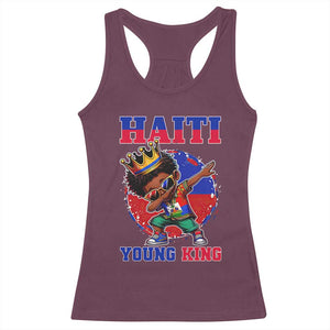 Haiti Young King Dabbing Boy Kids Graphic Racerback Tank Top Haitian Heritage Pride TS02 Maroon Print Your Wear