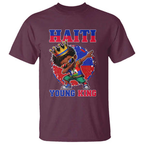 Haiti Young King Dabbing Boy Kids Graphic T Shirt Haitian Heritage Pride TS02 Maroon Print Your Wear