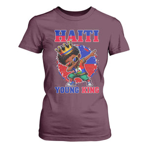 Haiti Young King Dabbing Boy Kids Graphic T Shirt For Women Haitian Heritage Pride TS02 Maroon Print Your Wear