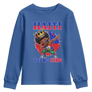 Haiti Young King Dabbing Boy Kids Graphic Youth Sweatshirt Haitian Heritage Pride TS02 Royal Blue Print Your Wear