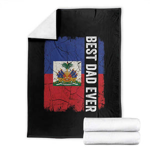 Best Dad Ever Haitian Papa Throw Blanket Vintage Distressed Haiti Flag Father's Day TS02 Black Print Your Wear