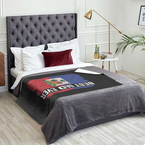 Best Dad Ever Haitian Papa Throw Blanket Vintage Distressed Haiti Flag Father's Day TS02 Print Your Wear