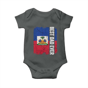 Best Dad Ever Haitian Papa Baby Onesie Vintage Distressed Haiti Flag Father's Day TS02 Dark Heather Print Your Wear