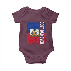 Best Dad Ever Haitian Papa Baby Onesie Vintage Distressed Haiti Flag Father's Day TS02 Maroon Print Your Wear