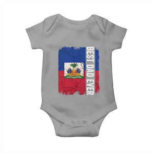 Best Dad Ever Haitian Papa Baby Onesie Vintage Distressed Haiti Flag Father's Day TS02 Sport Gray Print Your Wear