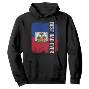 Best Dad Ever Haitian Papa Hoodie Vintage Distressed Haiti Flag Father's Day TS02 Black Print Your Wear