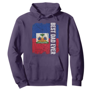 Best Dad Ever Haitian Papa Hoodie Vintage Distressed Haiti Flag Father's Day TS02 Purple Print Your Wear