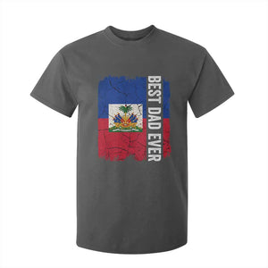 Best Dad Ever Haitian Papa T Shirt For Kid Vintage Distressed Haiti Flag Father's Day TS02 Dark Heather Print Your Wear