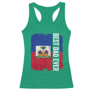 Best Dad Ever Haitian Papa Racerback Tank Top Vintage Distressed Haiti Flag Father's Day TS02 Irish Green Print Your Wear