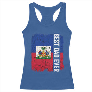 Best Dad Ever Haitian Papa Racerback Tank Top Vintage Distressed Haiti Flag Father's Day TS02 Royal Blue Print Your Wear