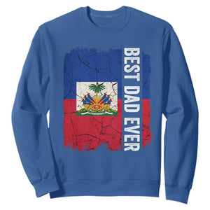 Best Dad Ever Haitian Papa Sweatshirt Vintage Distressed Haiti Flag Father's Day TS02 Royal Blue Print Your Wear