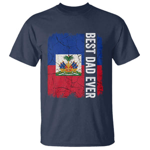 Best Dad Ever Haitian Papa T Shirt Vintage Distressed Haiti Flag Father's Day TS02 Navy Print Your Wear