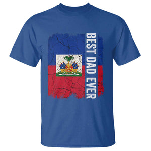 Best Dad Ever Haitian Papa T Shirt Vintage Distressed Haiti Flag Father's Day TS02 Royal Blue Print Your Wear