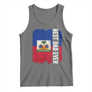 Best Dad Ever Haitian Papa Tank Top Vintage Distressed Haiti Flag Father's Day TS02 Black Heather Print Your Wear