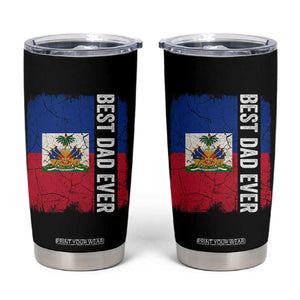 Best Dad Ever Haitian Papa Tumbler Cup Vintage Distressed Haiti Flag Father's Day TS02 Black Print Your Wear