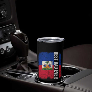 Best Dad Ever Haitian Papa Tumbler Cup Vintage Distressed Haiti Flag Father's Day TS02 Print Your Wear