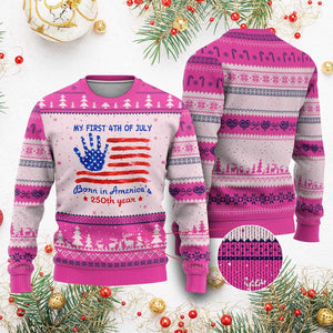My First 4th of July Celebrate Semiquincentennial Cute Ugly Christmas Sweater Born in America's 250th Year Patriotic Milestone Celebration