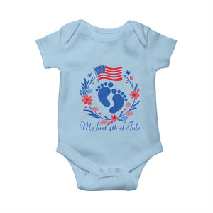 My First 4th of July Patriotic Cute Baby Footprints Baby Onesie American Flag Wreath America Holiday Milestone