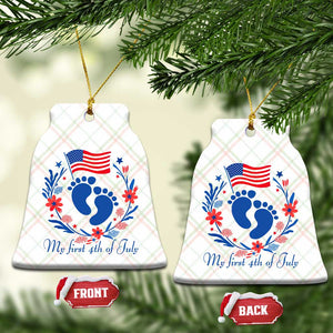 My First 4th of July Patriotic Cute Baby Footprints Ceramic Ornament American Flag Wreath America Holiday Milestone