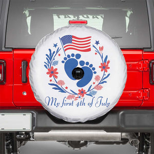 My First 4th of July Patriotic Cute Baby Footprints Spare Tire Cover American Flag Wreath America Holiday Milestone