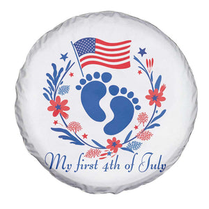 My First 4th of July Patriotic Cute Baby Footprints Spare Tire Cover American Flag Wreath America Holiday Milestone
