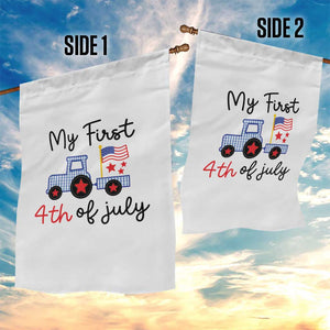My First 4th of July Patriotic Tractor Cute Garden Flag American Flag Infant Independence Holiday Milestone