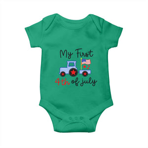 My First 4th of July Patriotic Tractor Cute Baby Onesie American Flag Infant Independence Holiday Milestone