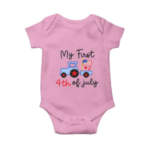 My First 4th of July Patriotic Tractor Cute Baby Onesie American Flag Infant Independence Holiday Milestone