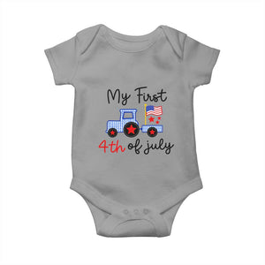 My First 4th of July Patriotic Tractor Cute Baby Onesie American Flag Infant Independence Holiday Milestone