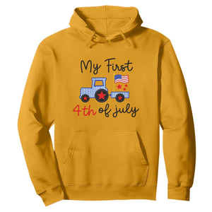 My First 4th of July Patriotic Tractor Cute Hoodie American Flag Infant Independence Holiday Milestone