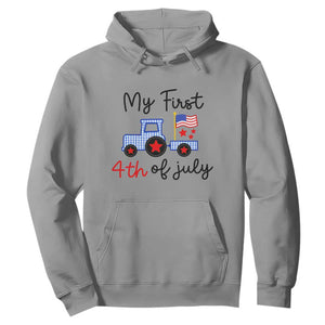 My First 4th of July Patriotic Tractor Cute Hoodie American Flag Infant Independence Holiday Milestone
