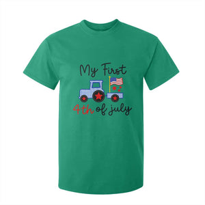 My First 4th of July Patriotic Tractor Cute T Shirt For Kid American Flag Infant Independence Holiday Milestone