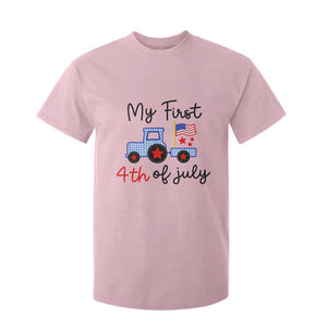 My First 4th of July Patriotic Tractor Cute T Shirt For Kid American Flag Infant Independence Holiday Milestone