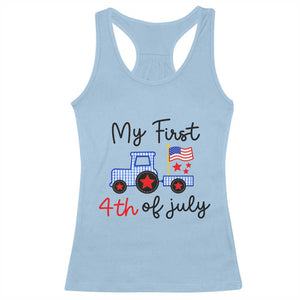 My First 4th of July Patriotic Tractor Cute Racerback Tank Top American Flag Infant Independence Holiday Milestone