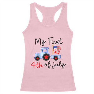 My First 4th of July Patriotic Tractor Cute Racerback Tank Top American Flag Infant Independence Holiday Milestone