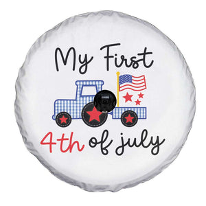 My First 4th of July Patriotic Tractor Cute Spare Tire Cover American Flag Infant Independence Holiday Milestone