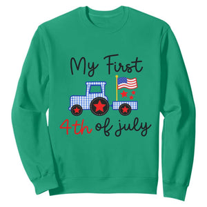 My First 4th of July Patriotic Tractor Cute Sweatshirt American Flag Infant Independence Holiday Milestone