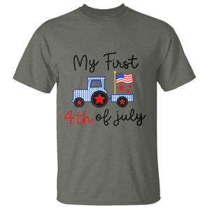 My First 4th of July Patriotic Tractor Cute T Shirt American Flag Infant Independence Holiday Milestone