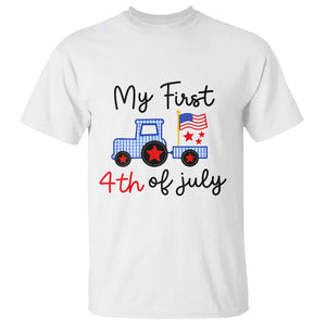 My First 4th of July Patriotic Tractor Cute T Shirt American Flag Infant Independence Holiday Milestone