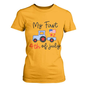 My First 4th of July Patriotic Tractor Cute T Shirt For Women American Flag Infant Independence Holiday Milestone