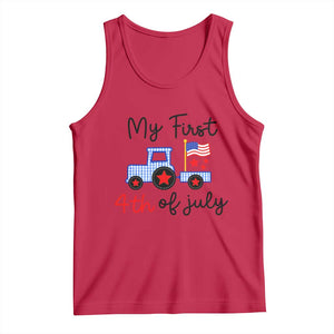 My First 4th of July Patriotic Tractor Cute Tank Top American Flag Infant Independence Holiday Milestone